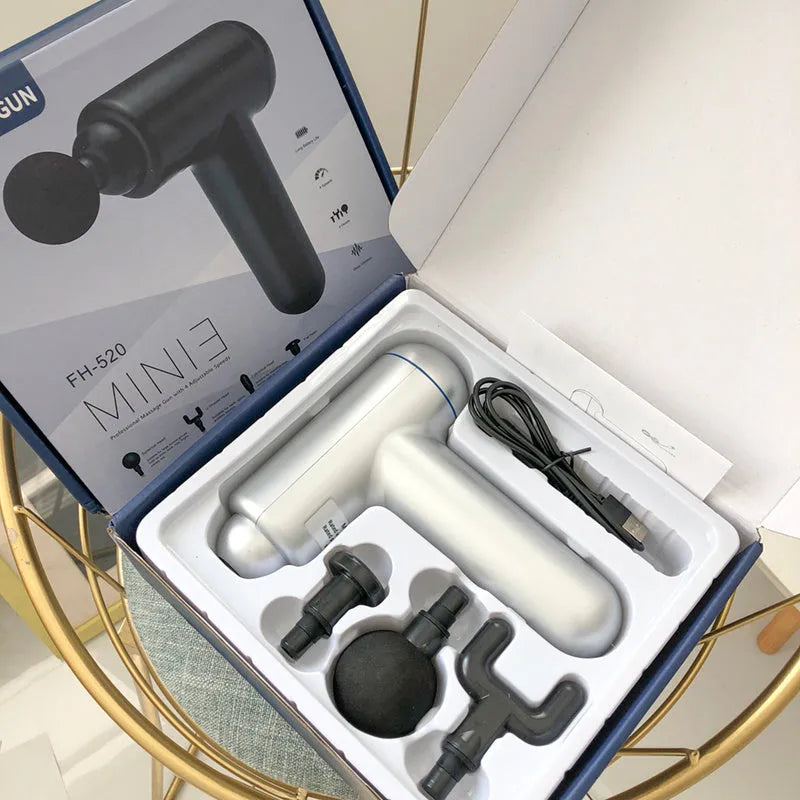 God fascia gun muscle massager in black, red or white colour with USB charging port