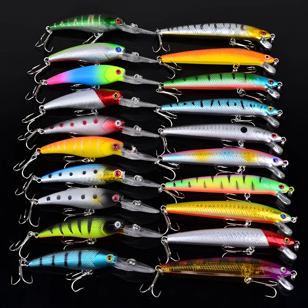 Mino bait mixed lure bait set 20pcs plastic bionic fake lures in OPP bag assorted colours