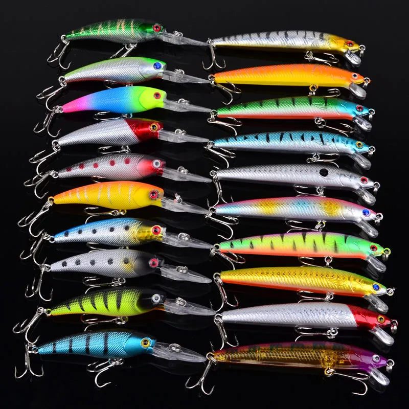 Mino bait mixed lure bait set 20pcs plastic bionic fake lures in OPP bag assorted colours