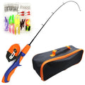Fibre glass set gun handle telescopic lure rod fishing gear four piece set in orange, red, and blue colours