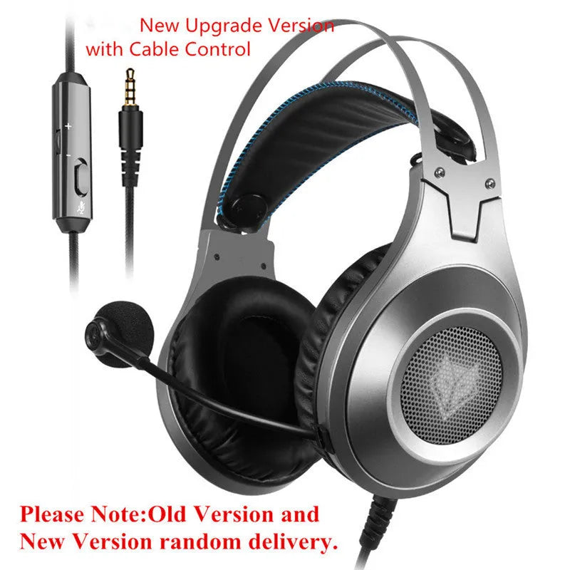 Black USB wired computer gaming headset with microphone for PC and notebook