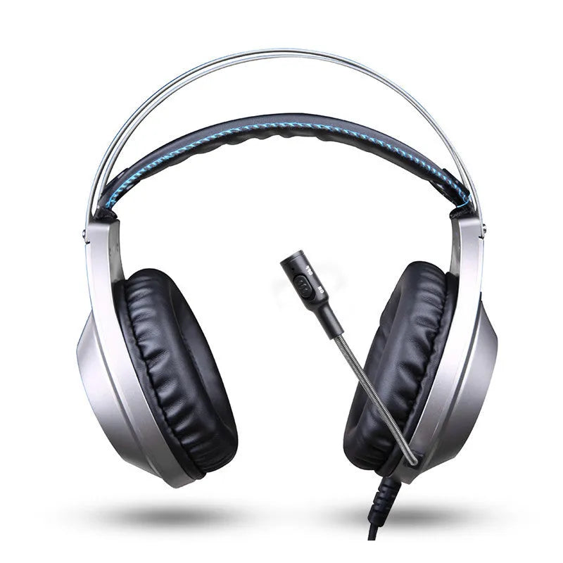 Black USB wired computer gaming headset with microphone for PC and notebook