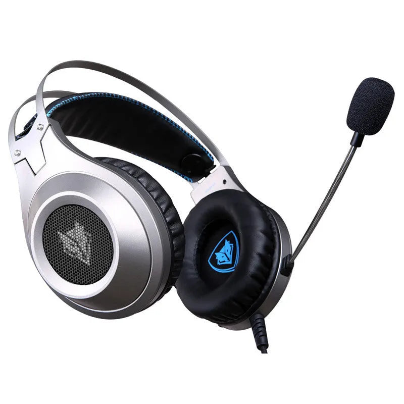 Black USB wired computer gaming headset with microphone for PC and notebook