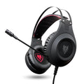 Black USB wired computer gaming headset with microphone for PC and notebook