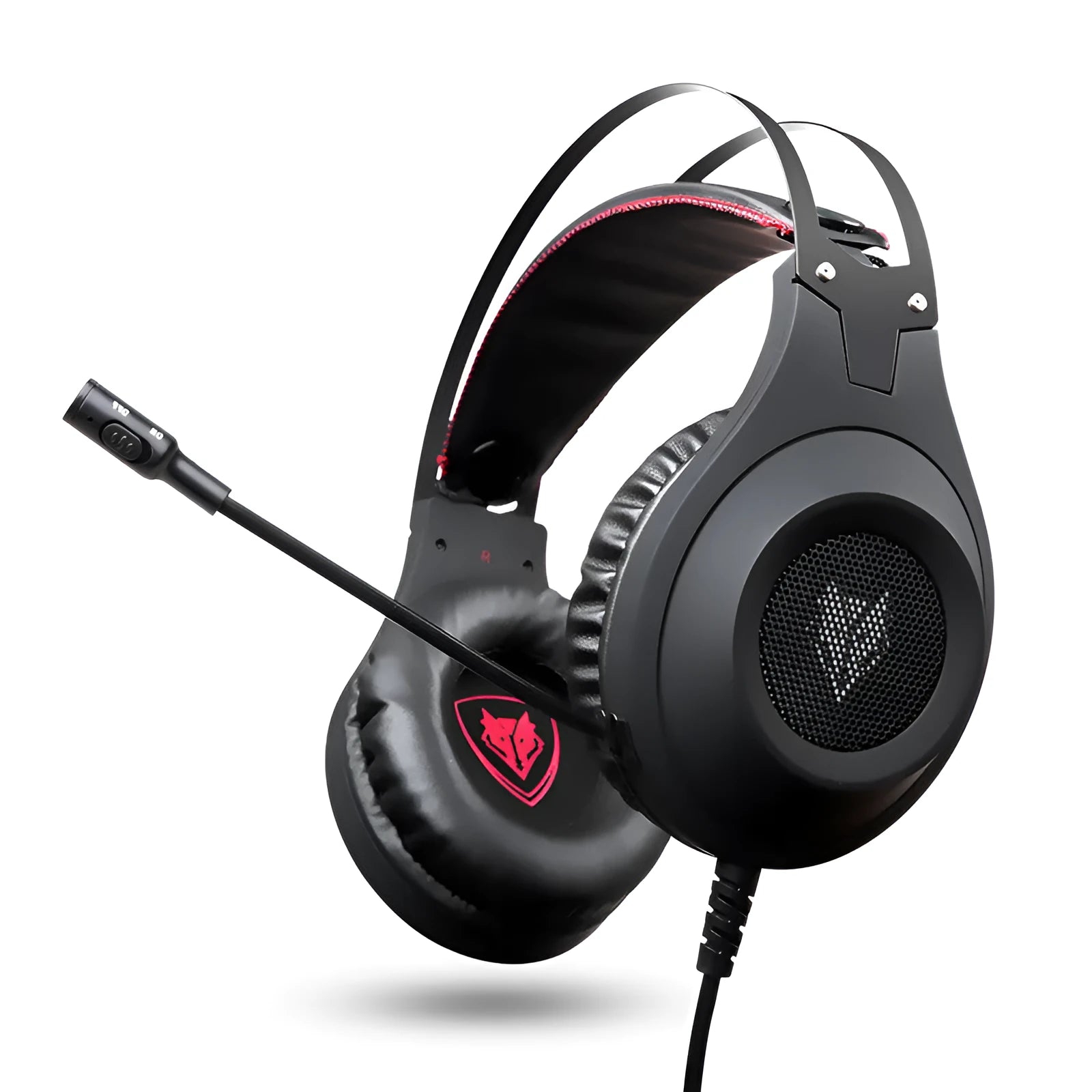 Black USB wired computer gaming headset with microphone for PC and notebook