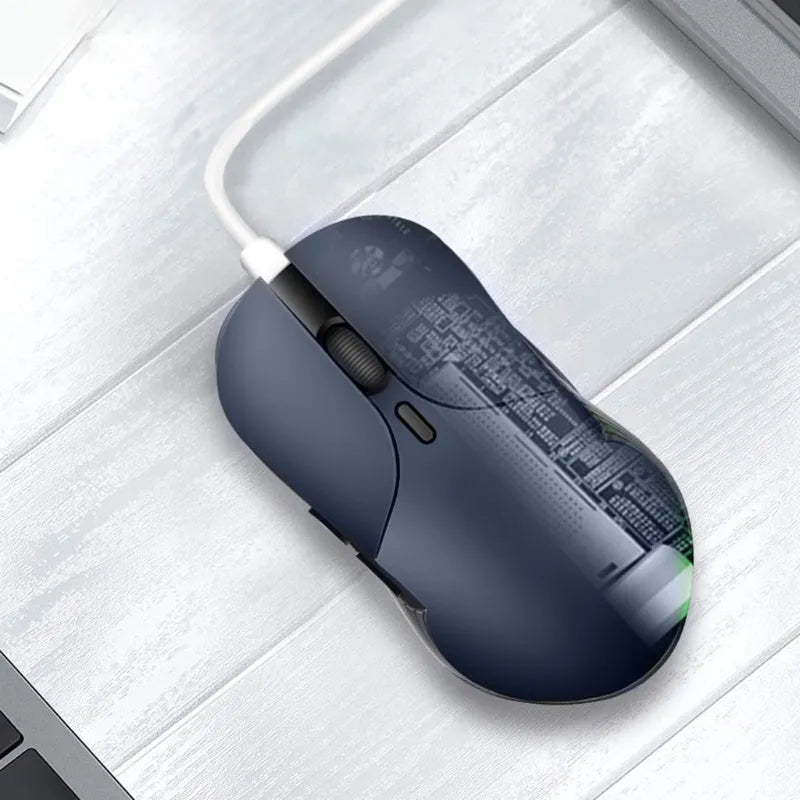 Blue Smart Voice Mouse 2.4G wireless with voice control button on desk