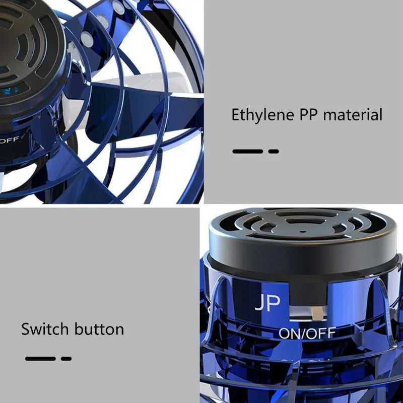 Blue plastic rotating flying gyro induction drone toy 4x8cm manual control