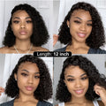 Synthetic lace front wig black small curly hair women's medium long with long bangs