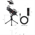 Black live broadcast singing microphone with USB power cable for game anchors and streaming