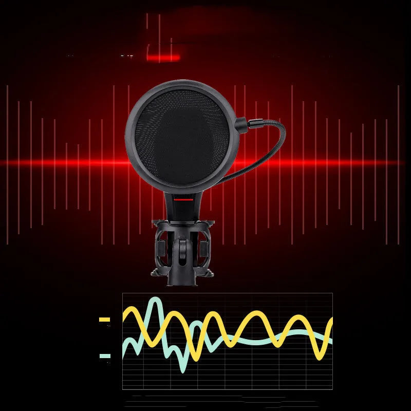 Black live broadcast singing microphone with USB power cable for game anchors and streaming