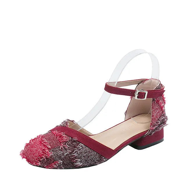 Apricot women's D'Orsay flat shoes with an ankle strap and a low 3cm heel.