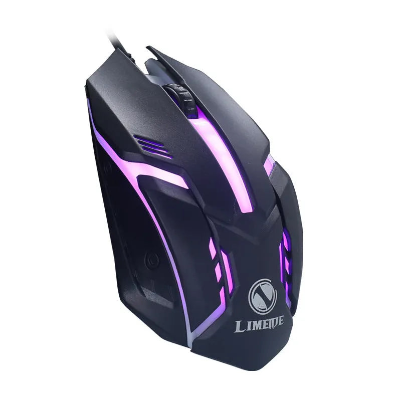 Wired luminous USB computer mouse in black or white with colourful glow effects and 1.3m cable
