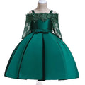 Girls' lace-trimmed dress in polyester available in five colours with toddler to child sizing