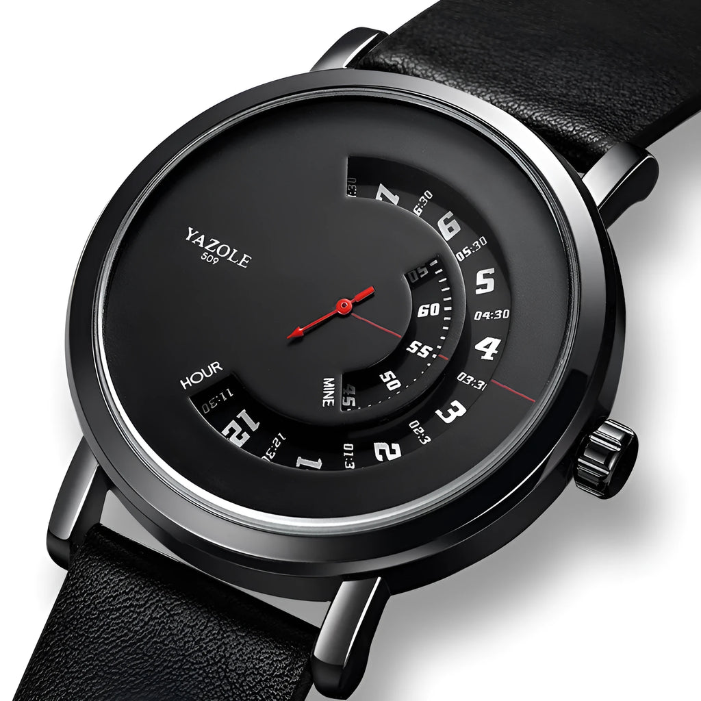 Men's casual quartz watch with metal case and strap, showing pointer and number display on a 4.1cm dial.