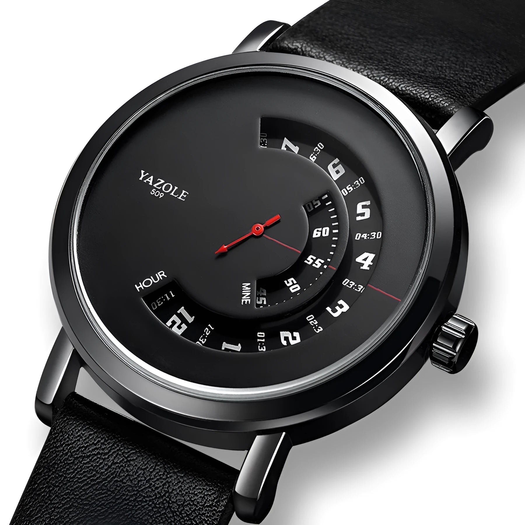 Men's casual quartz watch with metal case and strap, showing pointer and number display on a 4.1cm dial.