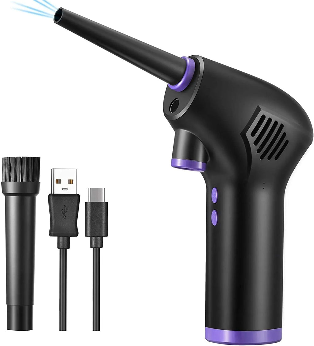 Cordless air duster compressed air blower with LED light for cleaning computer keyboard and camera