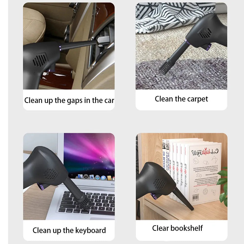 Cordless air duster compressed air blower with LED light for cleaning computer keyboard and camera