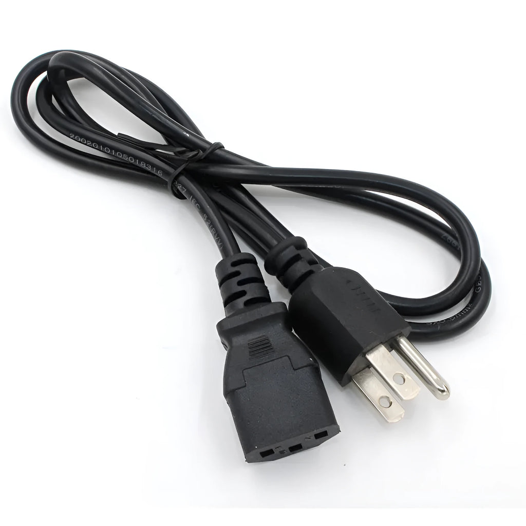 Black American standard AC power cord with US plug, 1.2 metres long with three-core construction