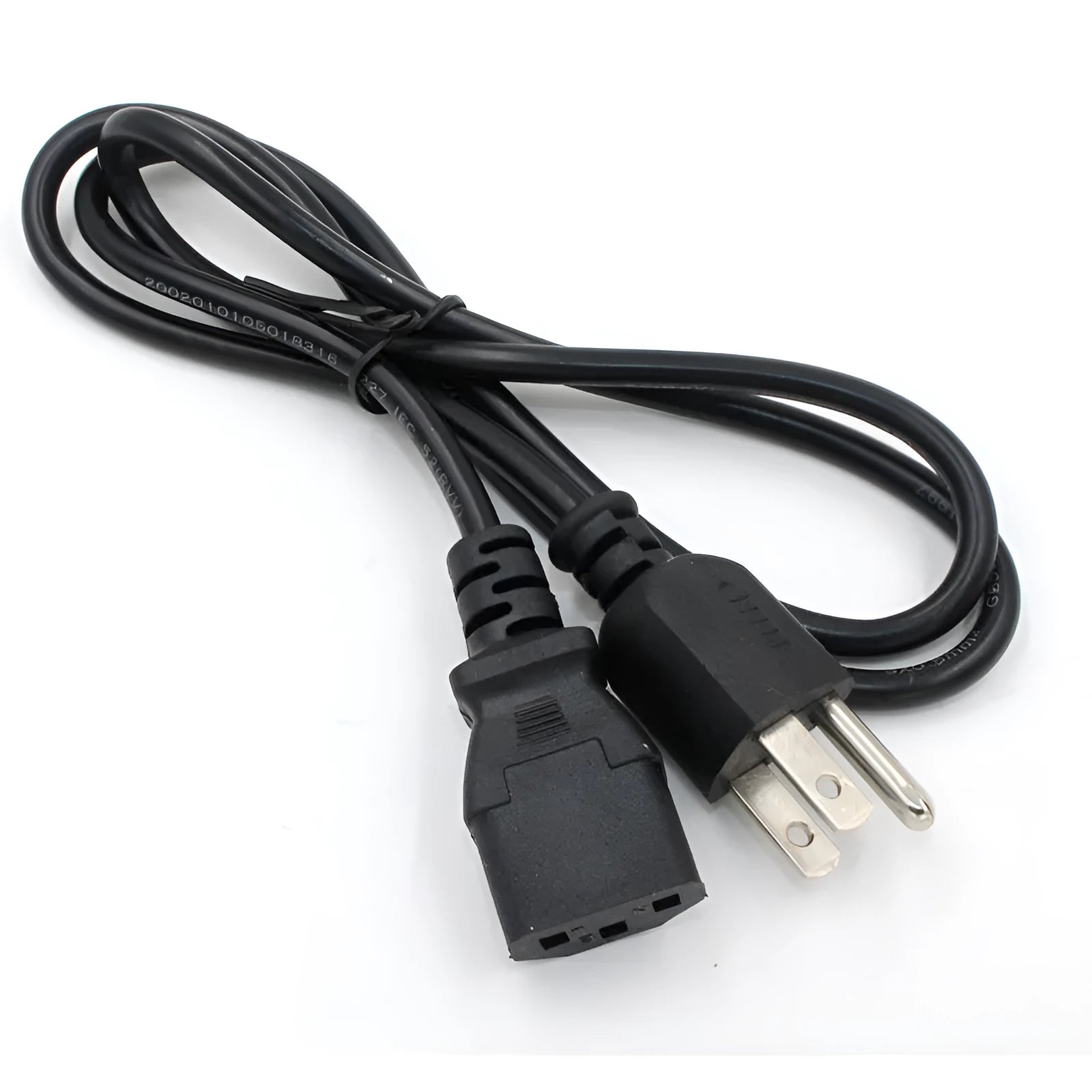 Black American standard AC power cord with US plug, 1.2 metres long with three-core construction