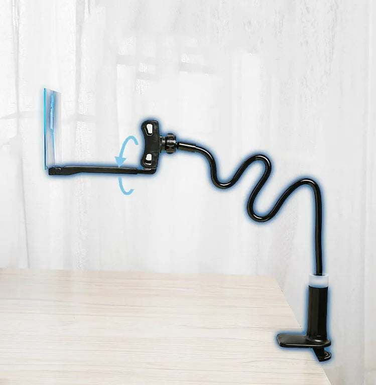 Black mobile phone screen amplifier with 12-inch acrylic lens on adjustable folding bracket