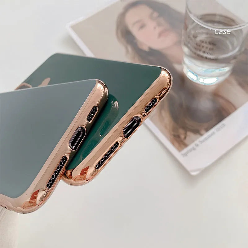 Blue TPU solid colour slim back cover phone case for iPhone 11 displayed on a table.