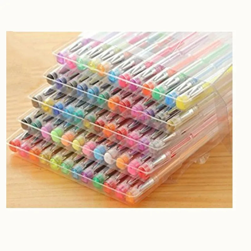 100 colour gel pen and highlighter set with watercolour effects and two tip sizes