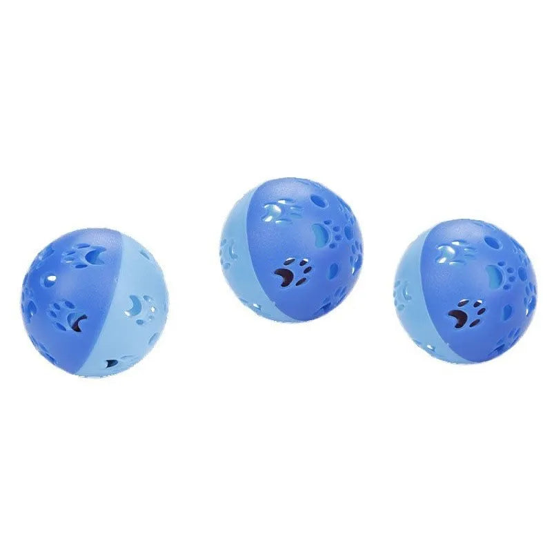 Pethome hollow plastic sounding cat toy ball in pink and blue 5cm diameter