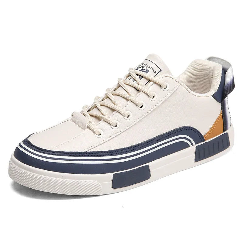 Men's canvas casual shoes with mesh ventilation panels in beige, white and green colours