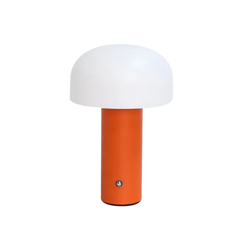 USB-powered plastic desk lamp with charging port in black, green, orange, or white colours
