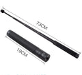 Black retractable selfie stick with hand-held stabiliser extended for smartphone photography