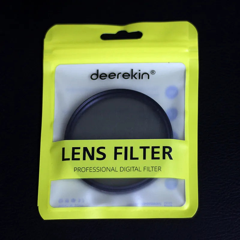 Camera ND8 filter with aviation aluminium frame showing thread sizes from 49mm to 82mm