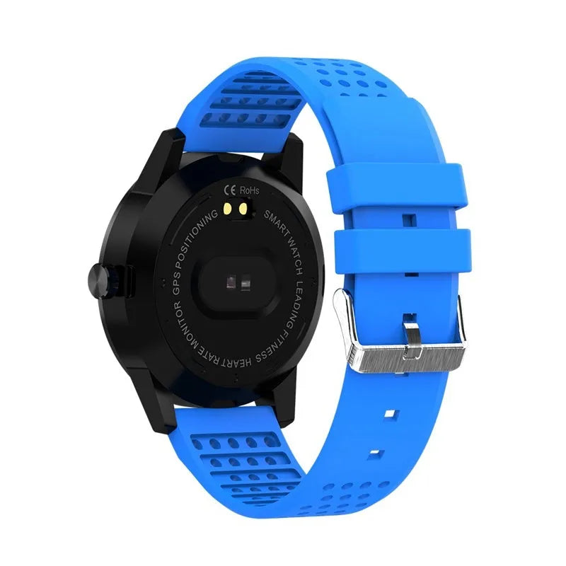 Black or blue smart bracelet with a 1.3-inch colour screen displaying heart rate data.