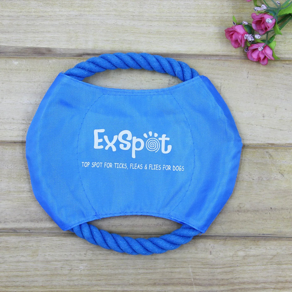 Canvas and rope pet dog flying disc toy with 19cm diameter on grass
