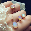 Geometric alloy and acrylic gemstone jewellery set with necklace, earrings, and ring in colour Sku1037
