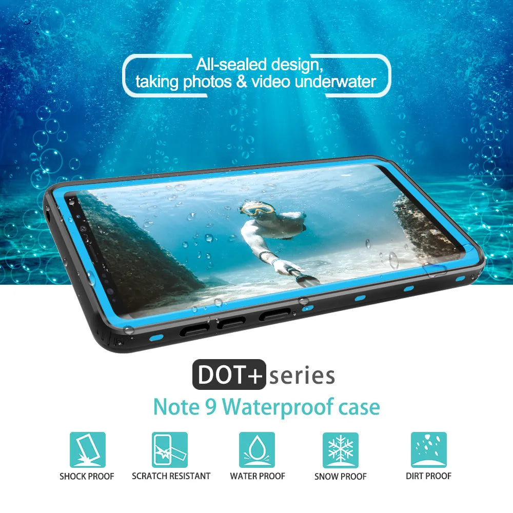 Transparent anti-fall dustproof phone case for Samsung Galaxy with IP68 waterproof rating.