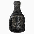 Gold champagne bottle-shaped hard shell evening clutch bag with rhinestone decoration and synthetic leather lining