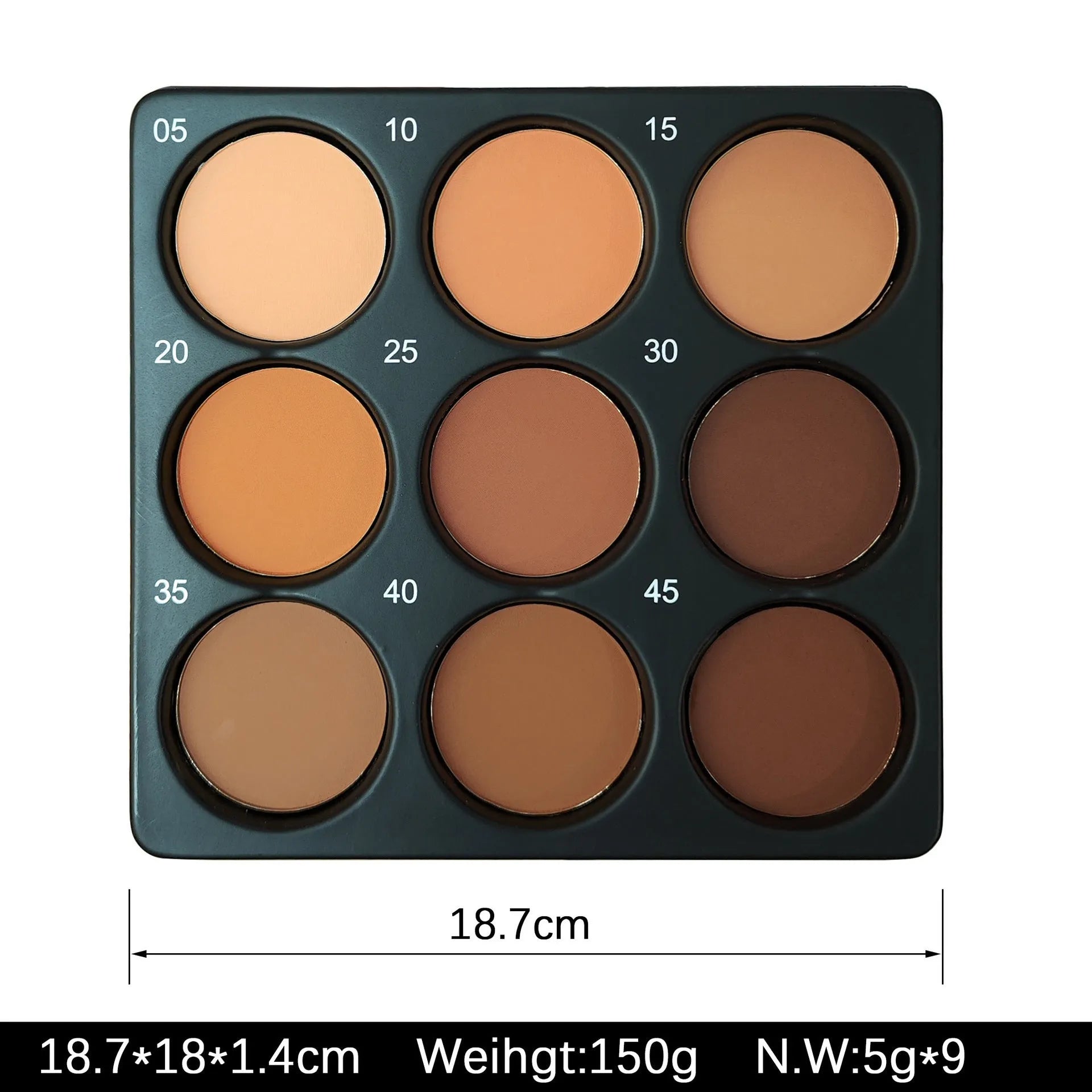 Dark matte makeup palette with 9 colours and repair disk