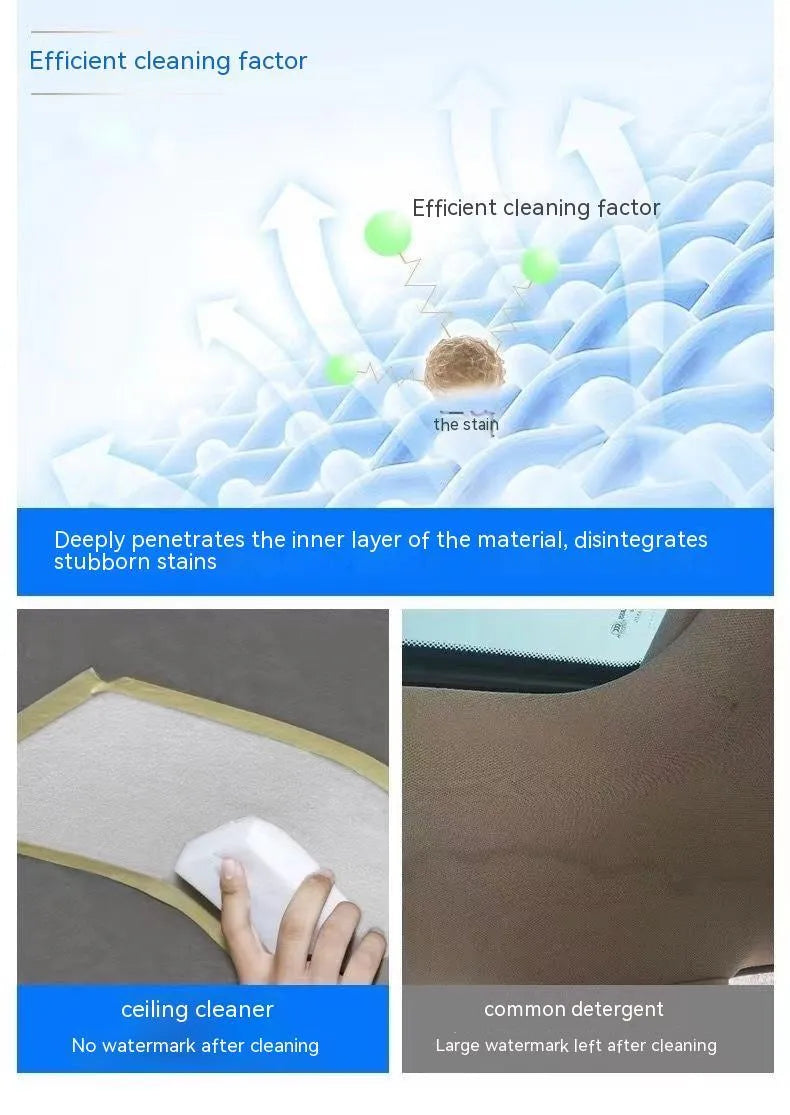 Bottle of foam decontamination cleaner for fabric roofs with a towel and sponge wipes.