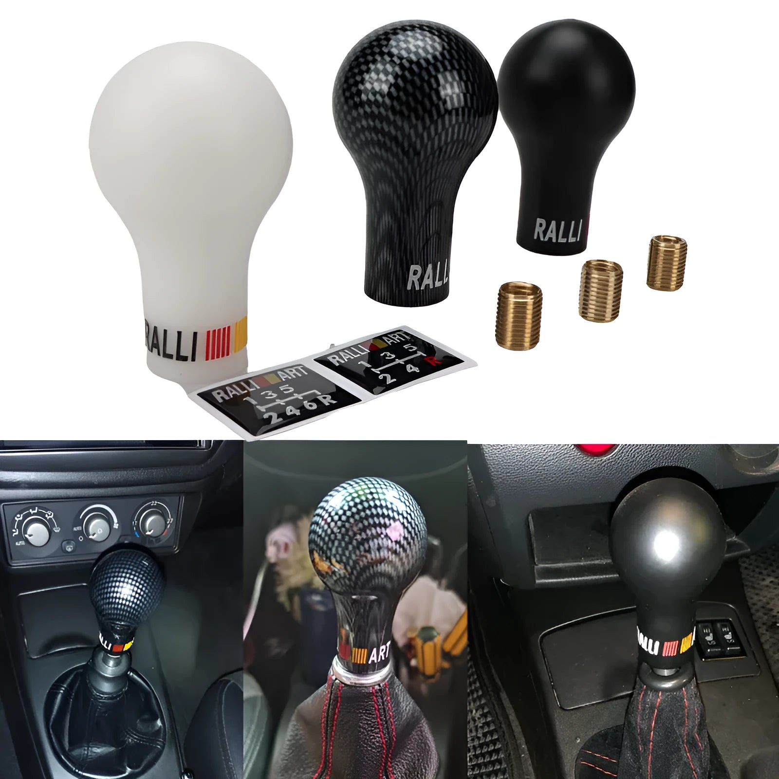 Mitsubishi five-gear head car modification in white black carbon fibre bright blue and red 7.6cm high