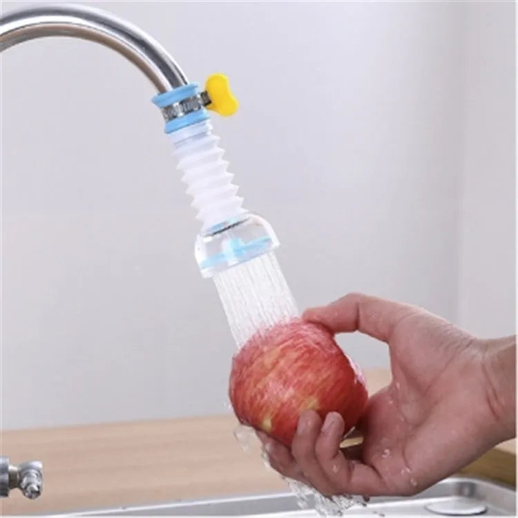 Universal rotating water filter for kitchen faucet with blue colour and 360 degree spray head