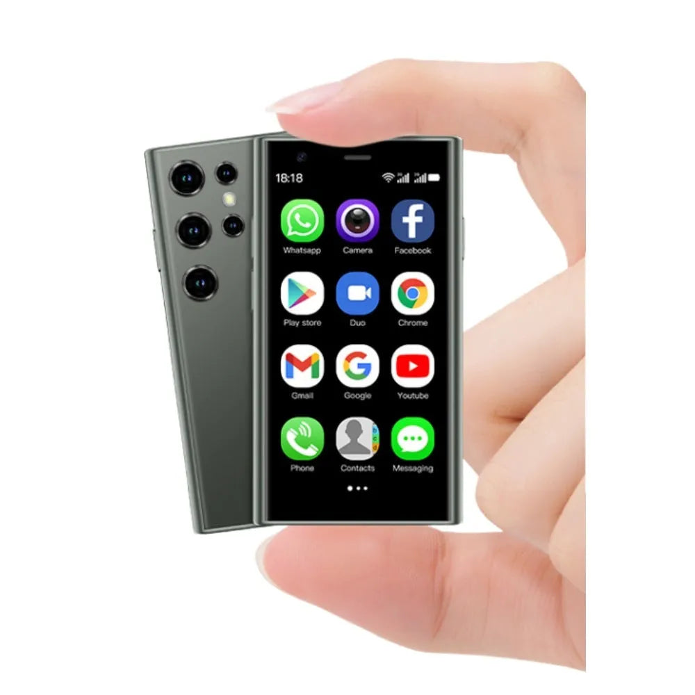 Mini Android smartphone with 30 screen in black, green, or pink purple colours