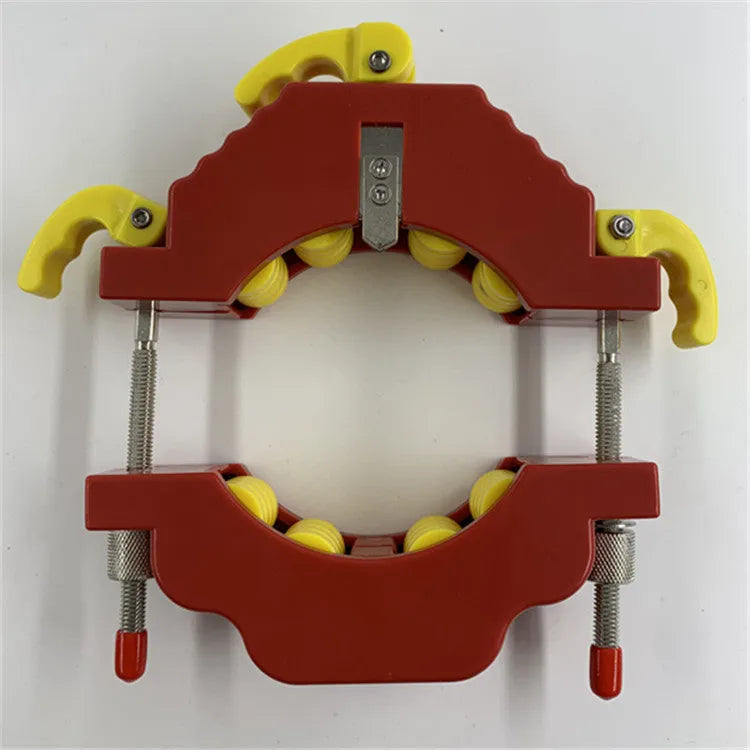 Adjustable glass bottle cutter tool in yellow with stainless steel blade for DIY craft projects
