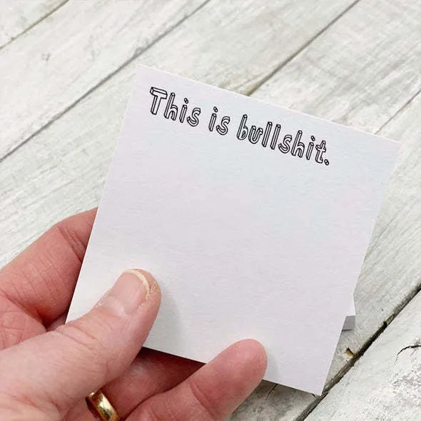 Square 7.5cm sticky notes pad with printed cover designs including Fuck Sticky Notes