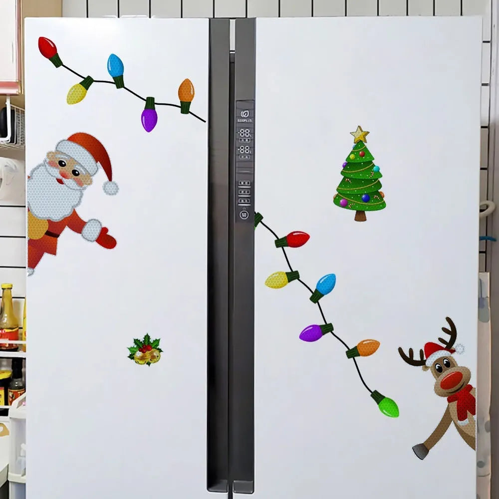 Christmas elk reflective magnetic car sticker with cartoon design and six-colour thread detail