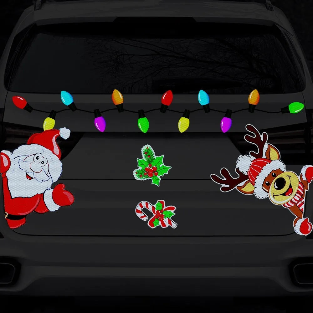 Christmas elk cartoon reflective magnetic sticker with six-thread pattern in RFM026 colour