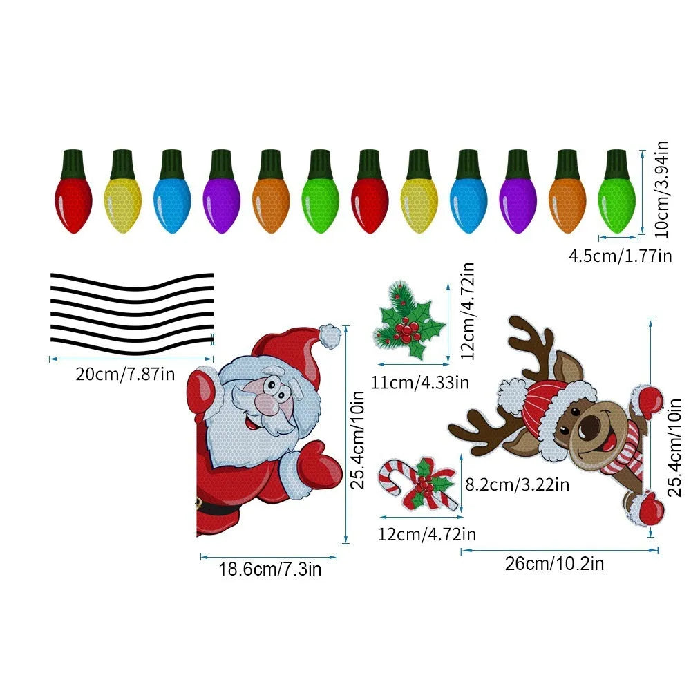 Christmas elk cartoon reflective magnetic sticker with six-thread pattern in RFM026 colour