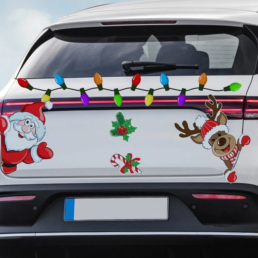 Christmas elk cartoon reflective magnetic sticker with six-thread pattern in RFM026 colour