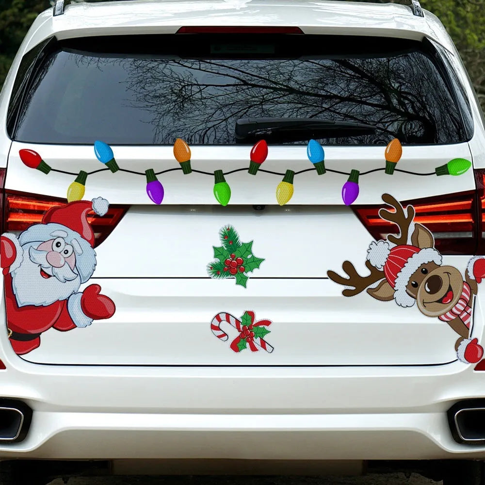 Christmas elk cartoon reflective magnetic sticker with six-thread pattern in RFM026 colour