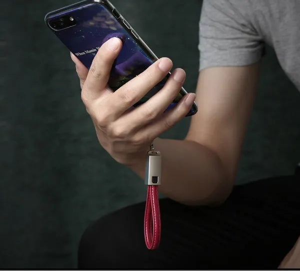 20cm leather USB C to Lightning iPhone charging cable in three colours