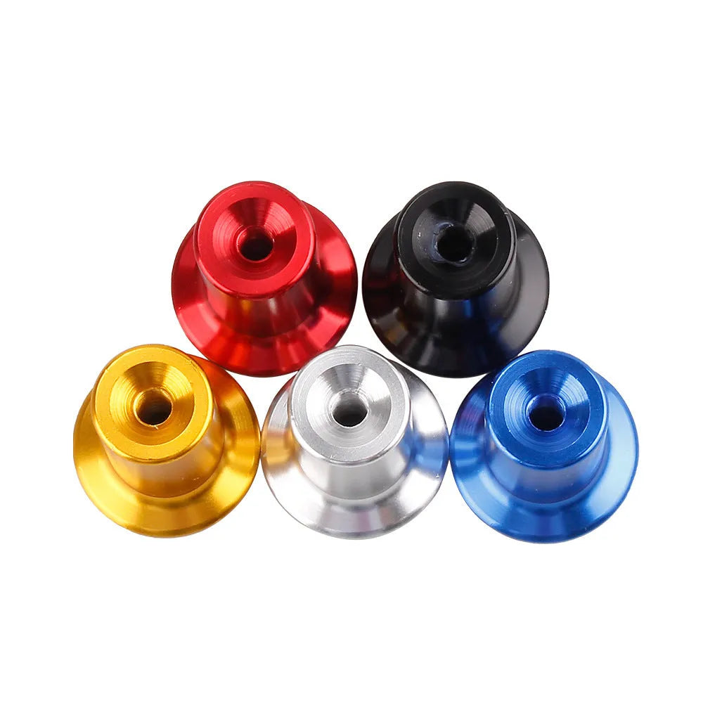 Aluminium alloy handbrake release button cap for car modification in five colour options.